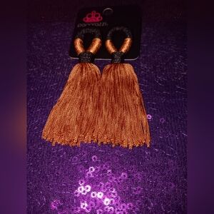 Elegant Black and Orange Tassel Earrings